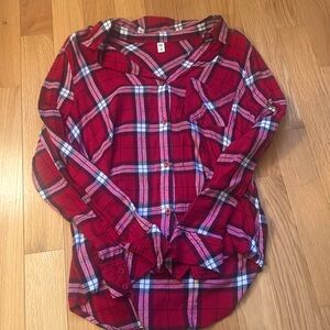 Soft red flowy flannel top